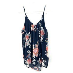 Mind Code Navy Floral Spaghetti Strap Tank Top